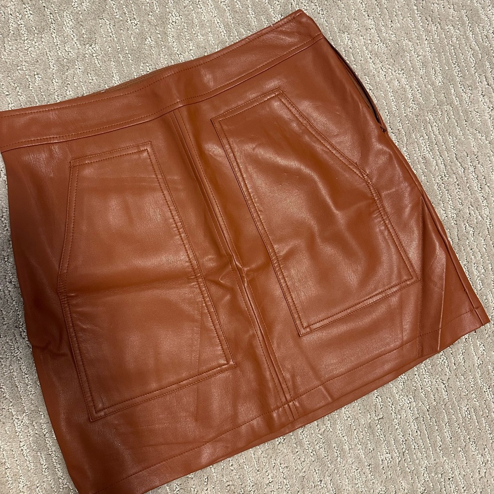Brown faux Leather Skirt